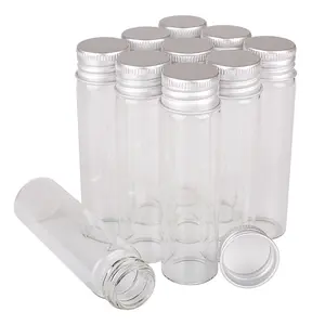 10 pieces/set 5ml/6ml/7ml/10ml/14ml/18ml/20ml/25ml/30ml Glass Bottles with Aluminium Lids Small Mini Glass Jars Storage Bottles 9 Sizes U-pick