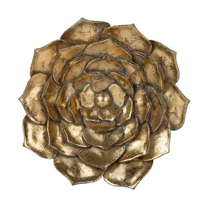 R. Nest Antiqued Gold Flow er Wall Plaque
