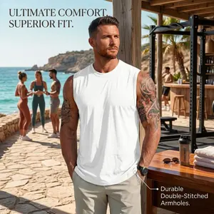 Men's Sleeveless Workout Tank Top - Cotton Gym Muscle Shirt Moisture Wicking Athletic Summer Sleeveless Top for Fitness Training Running Bodybuilding Comfortable Breathable Quick Dry Activewear