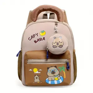 Kindergarten Capybara Cartoon Beach Backpack