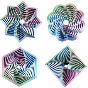 4 Pcs Fractal Fidget Hexagon,3D Printed Stress Relief Sensory Toys for ADHD,Autism,Kids&Adults,Whirling Spiral Design,Colorful Fidget Toy,Perfect for Holiday,Christmas,Birthday Gifts (Red Green)