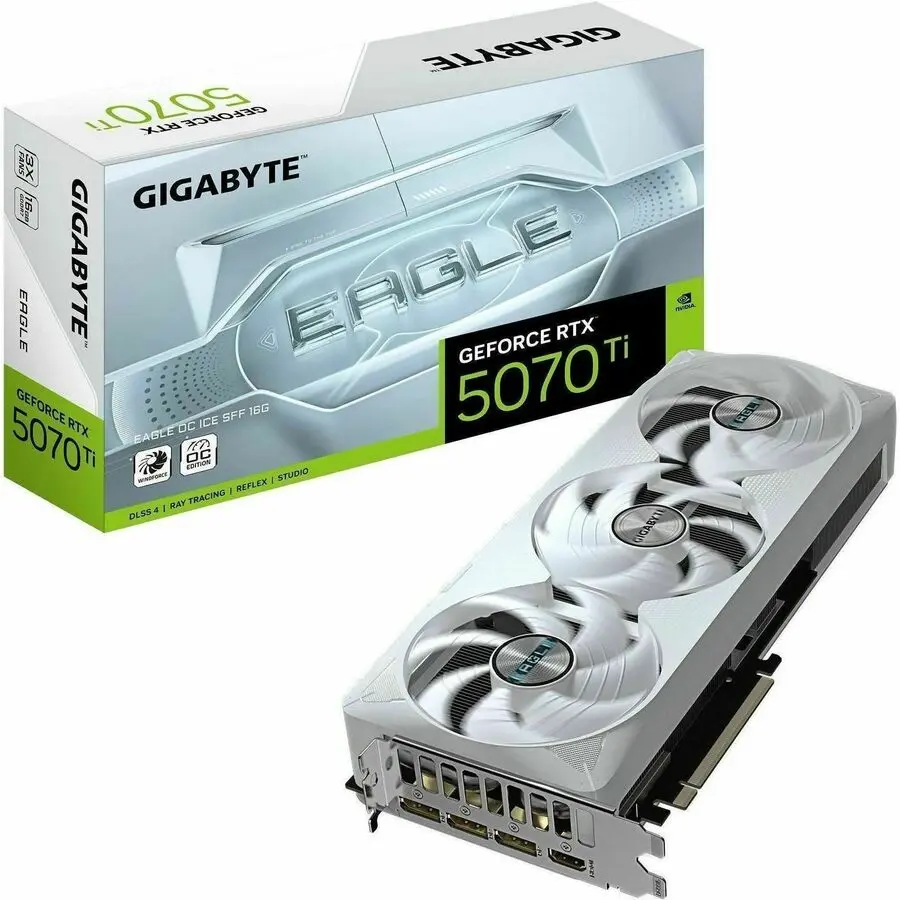 GIGABYTE NVIDIA GeForce RTX 5070 Ti Graphic Card 16 GB GDDR7 7680 x 4320 2.54 GHz Core 256 bit Bus Width PCI Express 5.0 DisplayPort 3 x DisplayPort HDMI VGA GVN507TEAGLEOCICE16GD