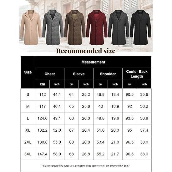 COOFANDY Men's Wool Blend Coat with Detachable Plaid Scarfs Notched Collar Single Breasted Pea Coat Elegant Trench Overcoat with removable scarf&4 pockets Classic Menswear  gift christmas