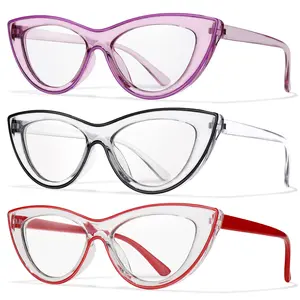 3 Pack Fashion Cat Eye Reading Glasses, Ultra-Light Classic Readers, PC Frame & Lens, Fda Registered, Single Item Pack