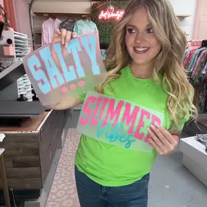Pick a Print Solid Color Women's Tees - Vibrant Green "Salty Summer Vibes"  for Summer Style
