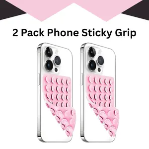 2 Pack Phone Sticky Grip – Double-Sided Silicone Suction Mount, Non-Slip Holder for Cellphones, Selfies & Videos, Hands-Free Phone Accessory