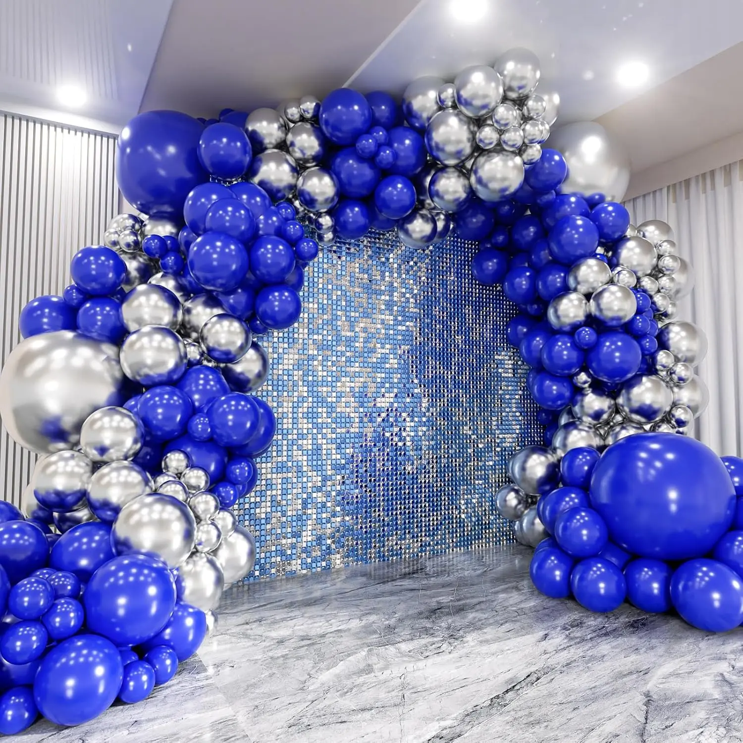140 count Blue and  Balloon Garland Arch Kit - Royal Blue and Metallic  18 12 10 5 Inch Different Size Balloons for Wedding Bachelor Birthday  Shower Graduation Party Decorations