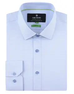 Tom Baine The UN-Solid Stretch-BLUE Slim Fit Long Sleeve Casual  formal Shirt for Men - Modern & Stylish Prints