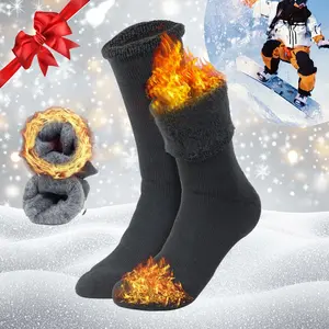 Autumn Winter Thick Long Hiking Socks, Warm High-Top Snow Socks Unisex, Fleece Lined Sweat Absorbent, Outdoor Footwear