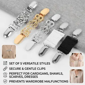 5 Pcs Retro Cinch Clips for Sweater, Shawl, Cardigan & More