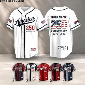 Personalized America 250 Jersey, 4th of July Baseball Shirt, USA Patriotic Jersey, Custom Name Number Independence Day Outfit