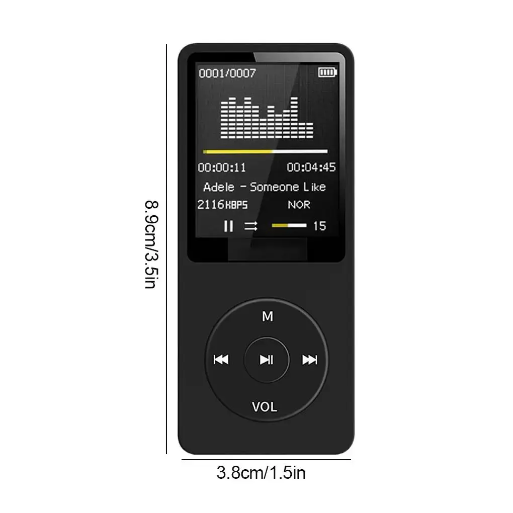 Bluetooth-Compatible Mp3 Music Player Lossless Portable Fm Radio External Ultra-Thin Student Sports Walkman Mp3 Player Recorder NONE