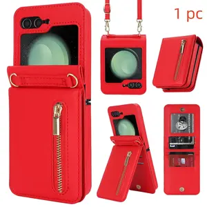 Samsung Galaxy Z Flip Case Cover, Multi-Card Slot Zipper Wallet Design, Compatible with Samsung Galaxy Z Flip Series