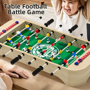EDUTREE 6-in-1 Wooden Tabletop Soccer Game for Kids Mini Foosball Table Game Set with Bowling Shooting & Board Games Interactive Sports Toy for Boys Girls Ages 3-6 Birthday Christmas Gift