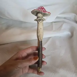Willow Star Hand Sculpted Amanita Mushroom Pen - OOAK Refillable & Handmade with Love - Enchanted Stationery for Journaling & Gifting
