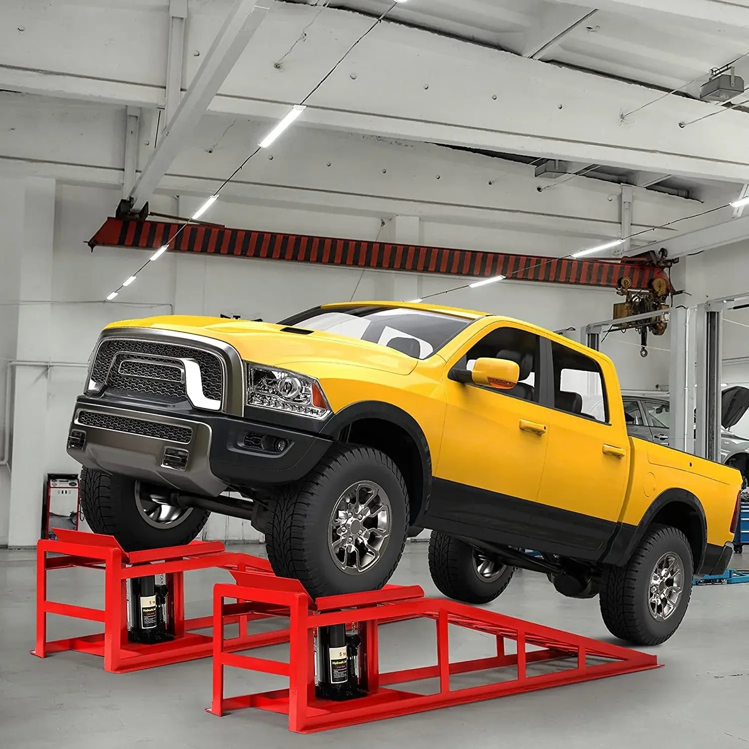 Lafati 2-Pack Hydraulic Car Ramps: Heavy-Duty Vehicle Ramps with 5T / 10000Lbs Load Capacity, Portable Design for Effortless Oil Changes and Car Lifts. Perfect for Professional or Home Garage Use Lafati