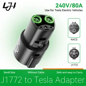 LJH J1772 to Tesla Adapter & J1772 to NACS Adapter 250V 80A AC SuperFast Charging Compatible with Tesla Model 3/Y/S/X NACS Level 1/2 Charging Stations Car Charger Car Accessories
