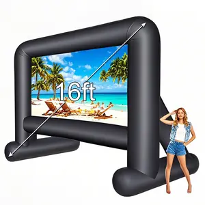 16FT Inflatable Outdoor Movie Screen with Air Blower & Storage Bag - Front/Rear Projection, Quick Inflation, Portable Design for Backyard Movie Nights, Theme Parties, Celebrations