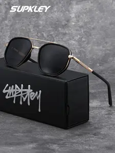 SUPKLEY High End Classic Retro Men's Sunglasses Using Tac Lens Material Square Frame Fashionable Decoration, Fishing, Cycling Camping UV Protection Brand Packaging