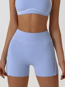 Women's Multicolor Yoga Shorts, Sporty Plain Design, High Waist Tight Fit, Ideal for Tennis, Cycling, Pilates, Summer Fitness