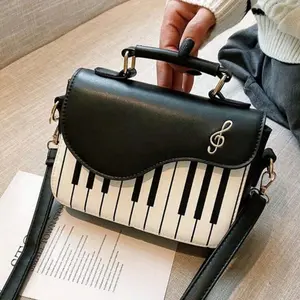 Mini Piano Key Pattern Flap Square Handbag  Music Notes Shoulderbag ,purses for women  everyday bag,Small Bags for Student,Crossbody Bag,Creative PU Leather Tote Bag For Women, Girls