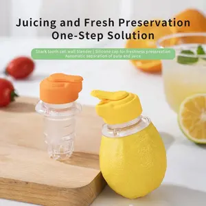 2Pcs Manual Juicer, Shark Tooth Cell Wall Breaker with Pulp Juice Automatic Separation, Silicone Sealed Lid for Fresh Preservation, Anti Slip Twist Design Easy Clean High Juice Yield Fruit Vegetable Juicer Kitchen Tool