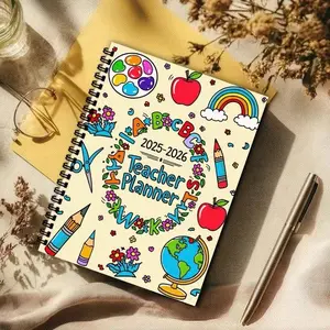 2026 Teacher Planner, Fun Teaching Style, Cover with School Elements, Course Planning, Assignment Records, Student Management