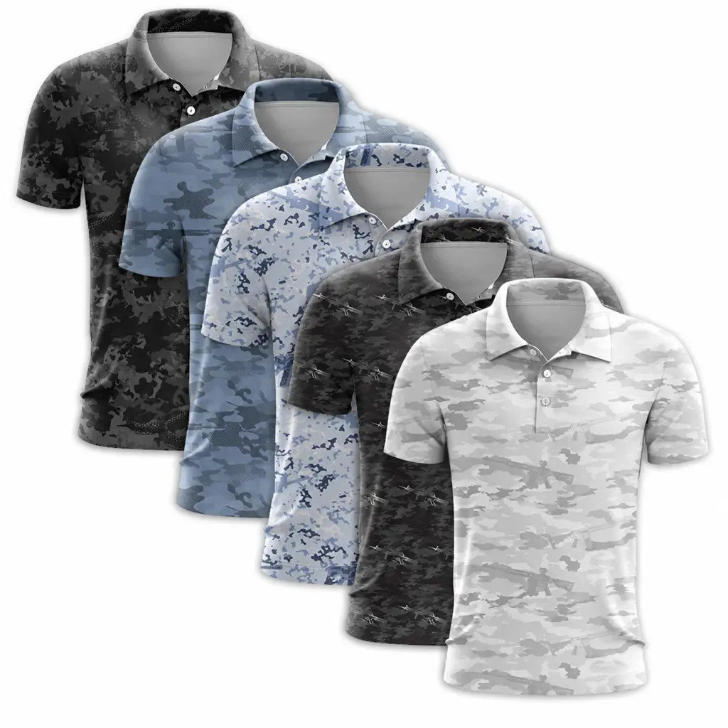 Military Camo Tactical Polo Shirt, Short Sleeve Camouflage Collared Top in Multiple Colors for Golf, Range Days, Outdoor Work, Hiking, Veterans, Security Staff and Everyday Rugged Style
