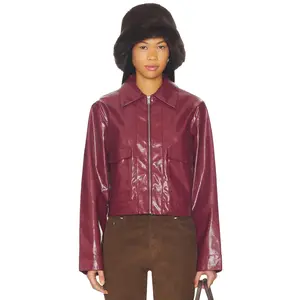 superdown Leighton Faux Leather Jacket in Wine