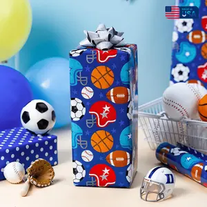 Football Reversible Wrapping Paper, Sport Theme Gift Wrap for Boys Birthday, holiday, Game Lovers, Christmas Gift for Him, Gift For Her