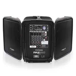 600W 8-Ch Bluetooth PA Speaker Kit, Dual 8" Subwoofers, USB/MP3 Reader 600W 8-Ch Bluetooth PA Speaker Kit, Dual 8" Subwoofers, USB/MP3 Reader