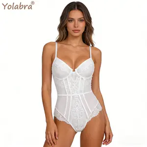 Sexy Lace Camisole Jumpsuit - Soft Breathable Mesh Waist Shaping Underwire Support Bodysuit for Effortless Elegance