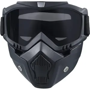 Paintball Mask Anti Fog, Motorcycle Helmet Riding Goggles Glasses with Removable Face Mask, Adjustable Motocross Eyewear