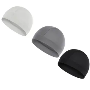 Unisex Plain Color Casual Multifunctional Skull Caps, Breathable Head Cover, Gifts for Girlfriend, Black Summer Beanie Fitted Cap for Men & Women, Stretchy Helmet Liner Hat, Biking Accessory, Vacation Accessories, Christmas gifts