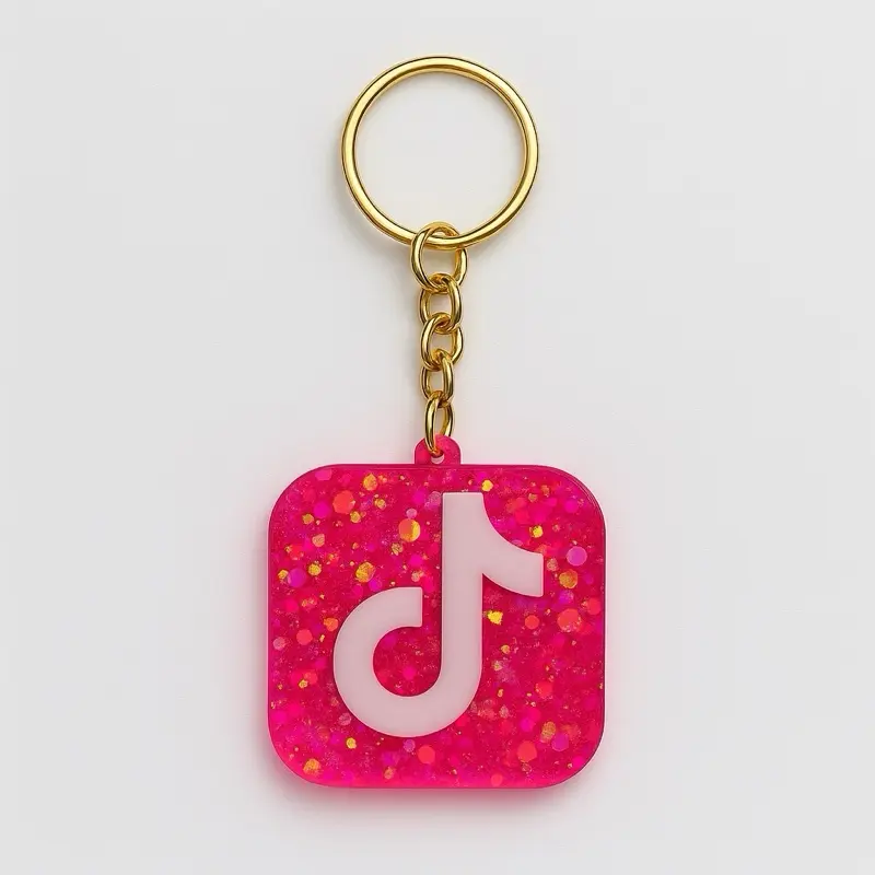 Llaveros inteligentes con NFC variedad de color con brillos la forma de TikTok