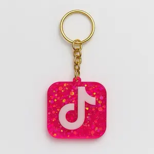 Llaveros inteligentes con NFC variedad de color con brillos la forma de TikTok