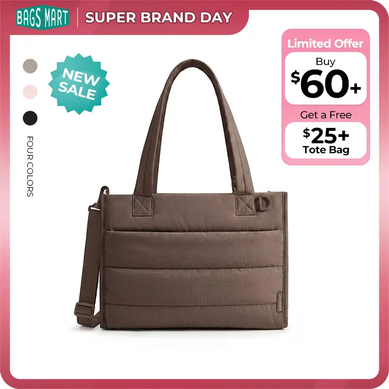【NEW IN】BAGSMART Boxy Tote Bag for Women Crossbody Bag with Zipper 2 Size Handbag for Travel Work College Ultra Lightweight & Substantial Multi-pocket Design tiktokshopsummersale tiktokshopbacktoschool
