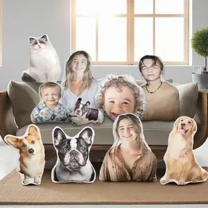 Custom 3D Face Pillow, Personalized Photo Throw Pillow in Dog or Cat Shape, Funny Gift for Dad, Mom, Him or Her