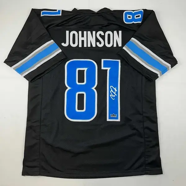 Facsimile Autographed Calvin Johnson Black Reprint Jersey