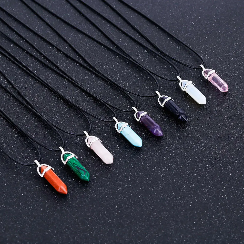 Hexagon Natural Stone Pendant [9 stone options]