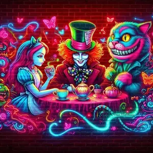 5D DIY Full Drill Round Diamond Painting - Diamond Painting Kit Tea Party Cartoon Mosaic Canvas DIY Wall Art, Home Wall Decoration, Handicraft