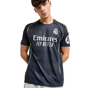 Dark Blue Madrid FC 25/26 Away Men's Football Jersey 2025 Inspired Style, Breathable Athletic Tee