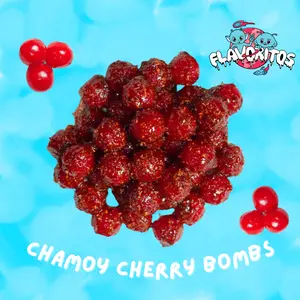 Flavoritos, Chamoy Cherry Bombs - Sweet and Chili Candy Snack Chewy Spicy Bonbon Flavoritos, Chamoy Cherry Bombs - Sweet and Chili Candy Snack Chewy Spicy Bonbon