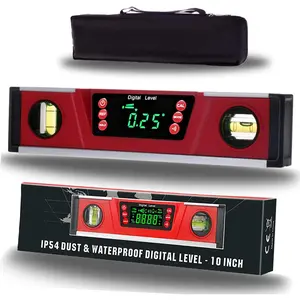 10-Inch Digital Torpedo Level and Protractor | Neodymium  | Bright LED Display | V-GROOVE  BASE | IP54 Dust/Water Resistant  level with Carrying Bag