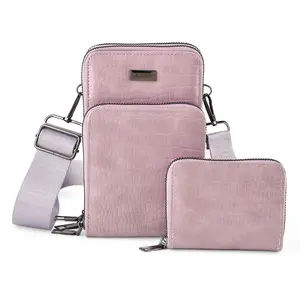 La Marey Crocodile Pattern Faux Leather Crossbody Bag with Card Wallet