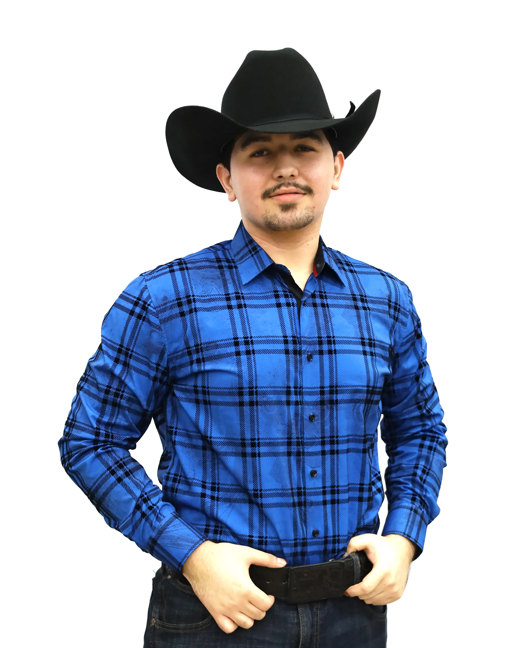 VS100L-FPMSFL-D-87-7-BLUE- Men's Vaquero Signature Fashion Shirts Menswear