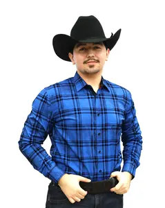 VS100L-FPMSFL-D-87-7-BLUE- Men's Vaquero Signature Fashion Shirts Menswear