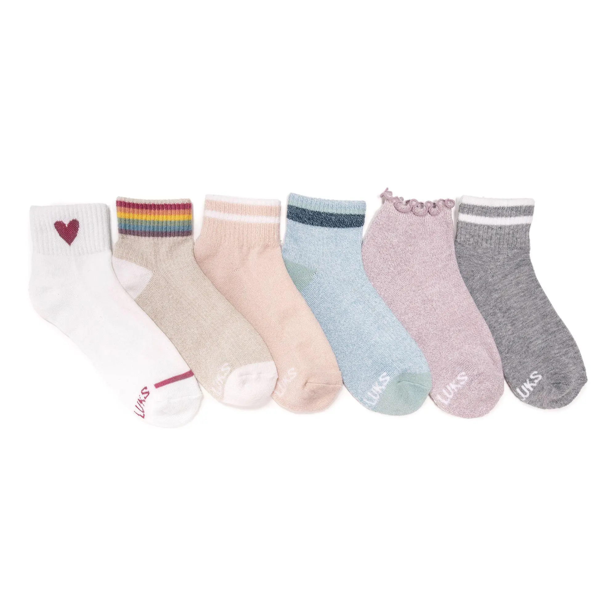 MUK LUKS Happy Feet Set of 6 Mini Crew Ankle Socks