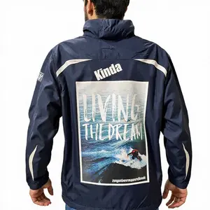 Men's Lined Windbreaker Jacket with Roll-Away Hood & Pockets by Spyderpunk Sports