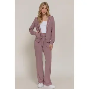 NE PEOPLE Womens Casual Basic Terry Zip Up Hoodie Sweatsuit Tracksuit Set S-3XL